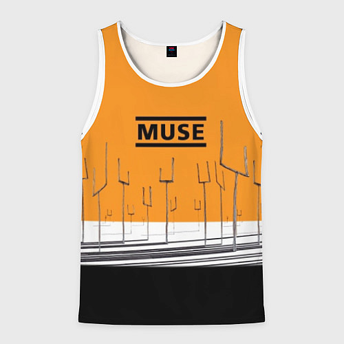 Мужская майка без рукавов Muse: Orange Mood / 3D-Белый – фото 1