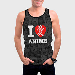 Майка-безрукавка мужская I love Anime, цвет: 3D-черный — фото 2