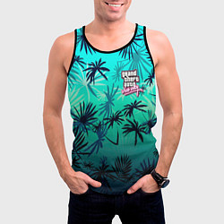 Майка-безрукавка мужская GTA пальмы, цвет: 3D-черный — фото 2