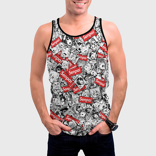 Мужская майка без рукавов Senpai x Ahegao / 3D-Черный – фото 3