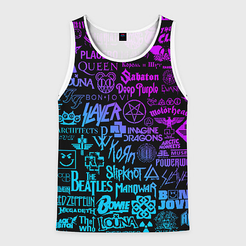 Мужская майка без рукавов ЛОГОТИПЫ РОК ГРУПП / 3D-Белый – фото 1