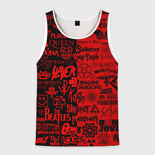 Мужская майка без рукавов ЛОГОТИПЫ РОК ГРУПП / 3D-Белый – фото 1