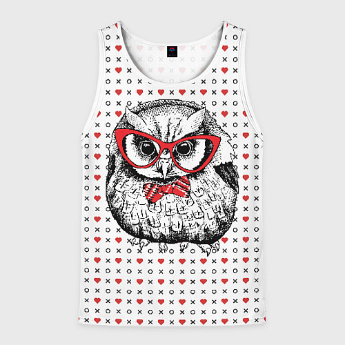Мужская майка без рукавов Мудрая сова в очках / 3D-Белый – фото 1