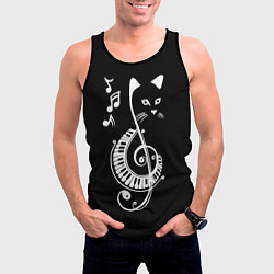 Майка-безрукавка мужская Музыкальный кот, цвет: 3D-черный — фото 2