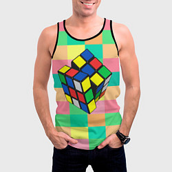 Майка-безрукавка мужская Кубик Рубика, цвет: 3D-черный — фото 2