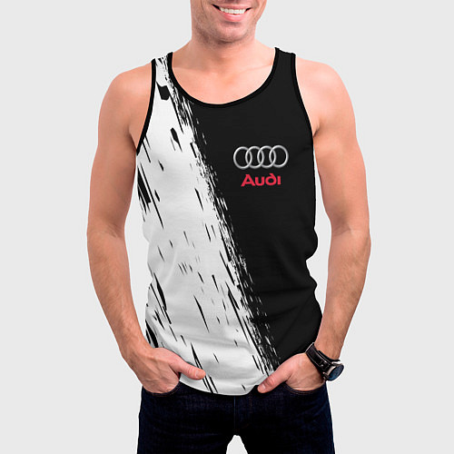 Мужская майка без рукавов AUDI / 3D-Черный – фото 3