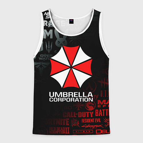 Мужская майка без рукавов RESIDENT EVIL UMBRELLA CORP / 3D-Белый – фото 1