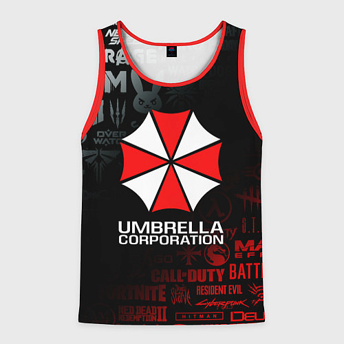 Мужская майка без рукавов RESIDENT EVIL UMBRELLA CORP / 3D-Красный – фото 1