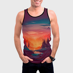 Майка-безрукавка мужская Minimal forest sunset, цвет: 3D-черный — фото 2