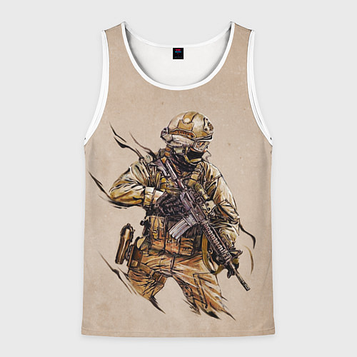 Мужская майка без рукавов Военный / 3D-Белый – фото 1