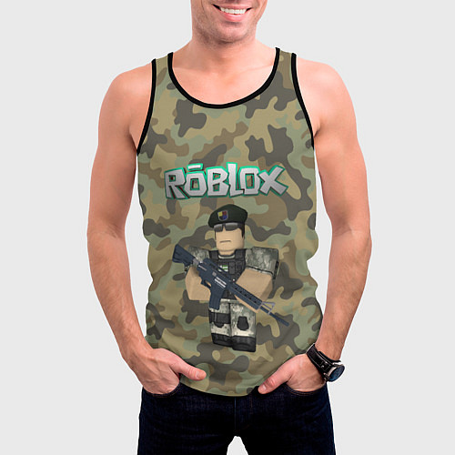 Мужская майка без рукавов Roblox 23 February Camouflage / 3D-Черный – фото 3