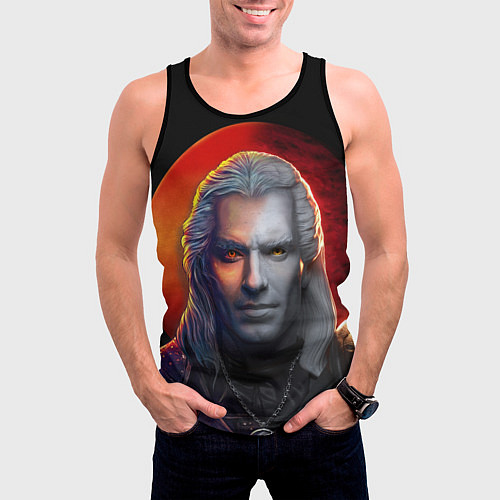 Мужская майка без рукавов HALF WITCHER / 3D-Черный – фото 3