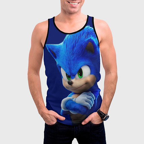 Мужская майка без рукавов SONIC / 3D-Черный – фото 3