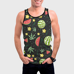 Майка-безрукавка мужская Арбузики, цвет: 3D-черный — фото 2