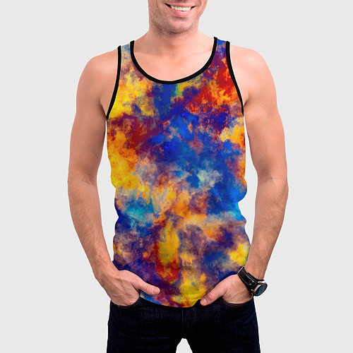 Мужская майка без рукавов Огненно-синий полутон / 3D-Черный – фото 3