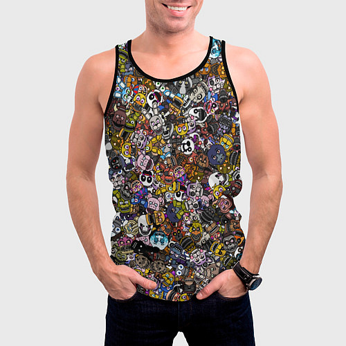 Мужская майка без рукавов FNaF стикербомбинг / 3D-Черный – фото 3