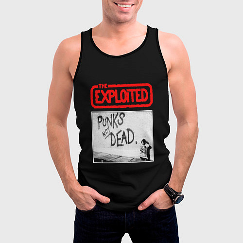 Мужская майка без рукавов Punks Not Dead / 3D-Черный – фото 3