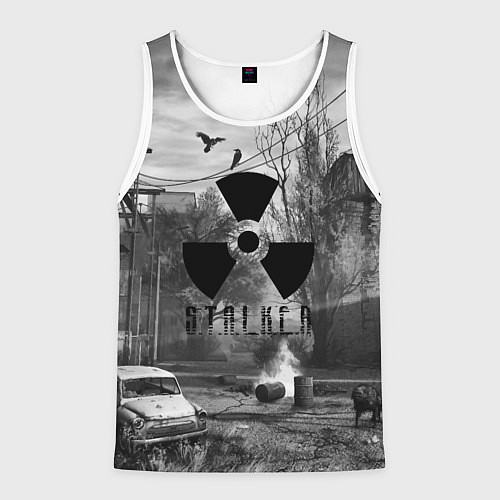 Мужская майка без рукавов СТАЛКЕР-ЧЕРНОБЫЛЬ / 3D-Белый – фото 1