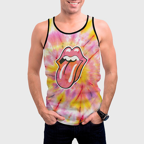 Мужская майка без рукавов Rolling Stones tie-dye / 3D-Черный – фото 3