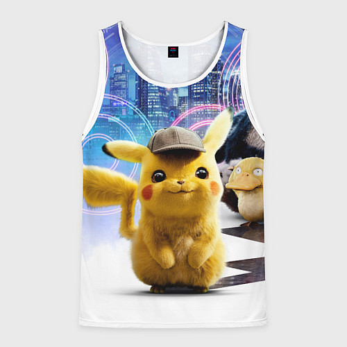 Мужская майка без рукавов Детектив Пикачу / 3D-Белый – фото 1