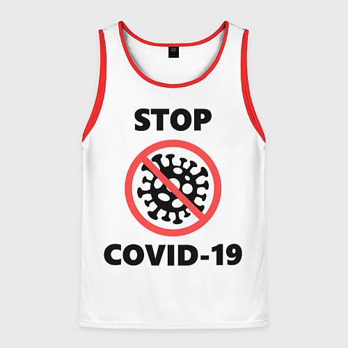 Мужская майка без рукавов STOP COVID-19 / 3D-Красный – фото 1