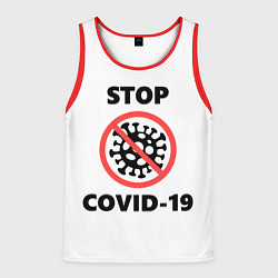 Майка-безрукавка мужская STOP COVID-19, цвет: 3D-красный