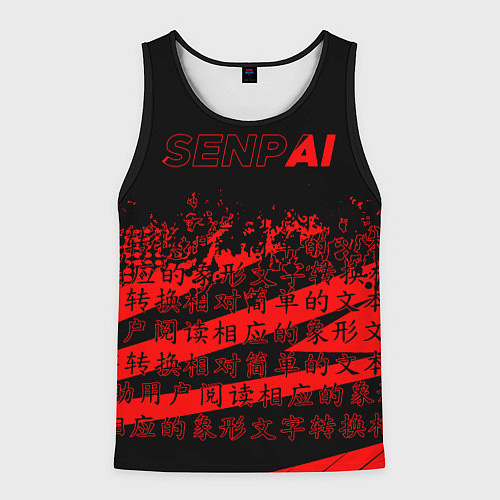 Мужская майка без рукавов SENPAI / 3D-Черный – фото 1