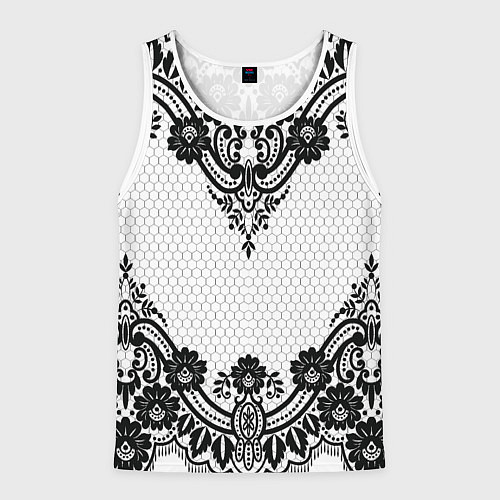 Мужская майка без рукавов Кружева / 3D-Белый – фото 1