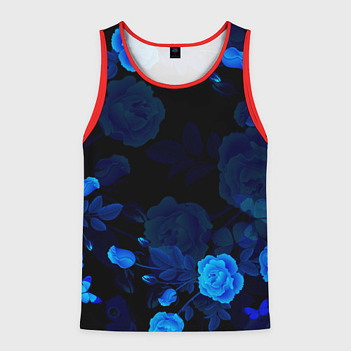 Мужская майка без рукавов СИНИЕ РОЗЫ / 3D-Красный – фото 1