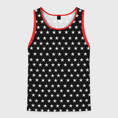 Мужская майка без рукавов БЕЛЫЕ ЗВЁЗДЫ / 3D-Красный – фото 1