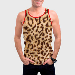 Майка-безрукавка мужская Леопард, цвет: 3D-красный — фото 2