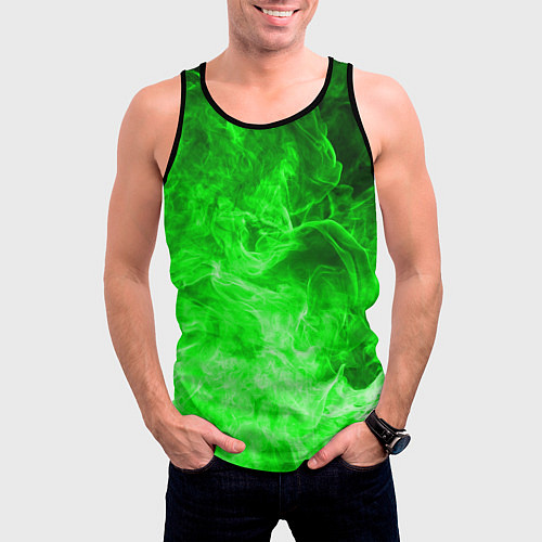 Мужская майка без рукавов ОГОНЬ GREEN NEON / 3D-Черный – фото 3