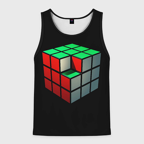 Мужская майка без рукавов Кубик Рубика / 3D-Черный – фото 1