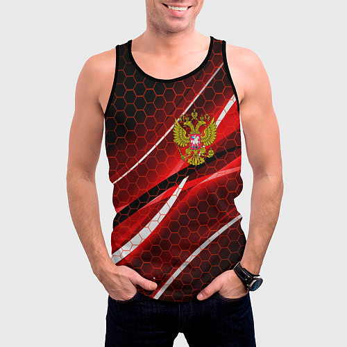 Мужская майка без рукавов РОССИЯ / 3D-Черный – фото 3