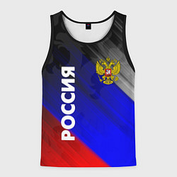 Майка-безрукавка мужская РОССИЯ, цвет: 3D-черный