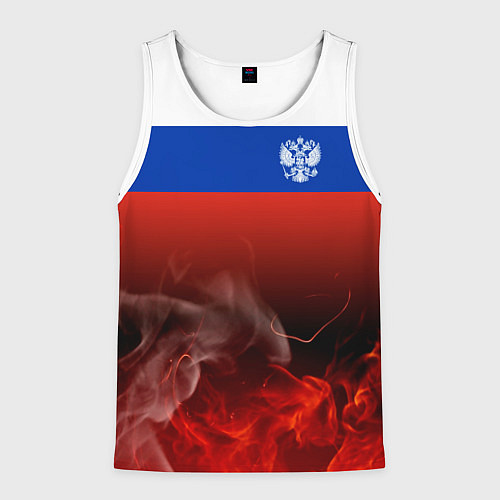 Мужская майка без рукавов Россия огонь / 3D-Белый – фото 1