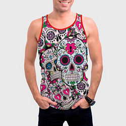 Майка-безрукавка мужская Весёлые черепа, цвет: 3D-красный — фото 2