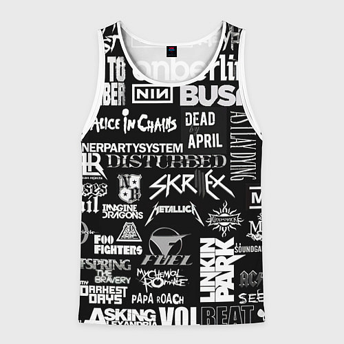 Мужская майка без рукавов Рок группы / 3D-Белый – фото 1
