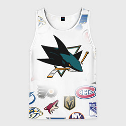 Майка-безрукавка мужская San Jose Sharks NHL teams pattern, цвет: 3D-белый