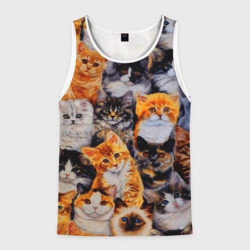 Мужская майка без рукавов КОТЯТКИ / 3D-Белый – фото 1