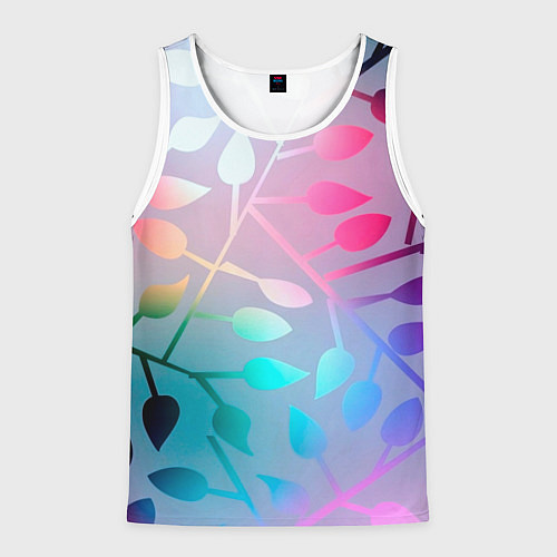 Мужская майка без рукавов Листья / 3D-Белый – фото 1