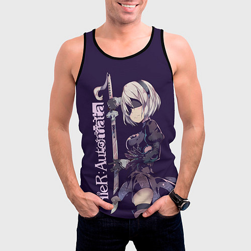 Мужская майка без рукавов Nier Automata / 3D-Черный – фото 3