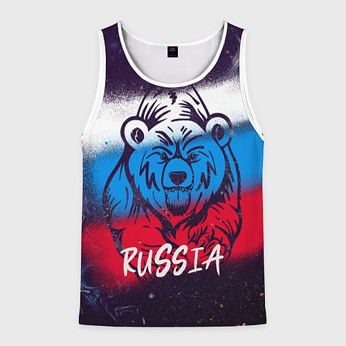 Мужская майка без рукавов Russia Bear / 3D-Белый – фото 1