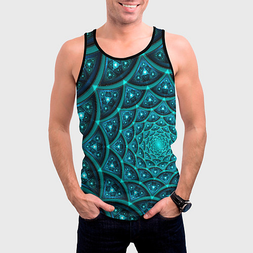 Мужская майка без рукавов Асимметрия узор круги фигуры / 3D-Черный – фото 3