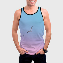 Майка-безрукавка мужская Чайки птицы полет градиент, цвет: 3D-черный — фото 2