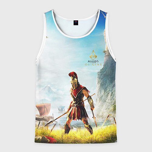 Мужская майка без рукавов AssassinS Creed Origins odyssey / 3D-Белый – фото 1