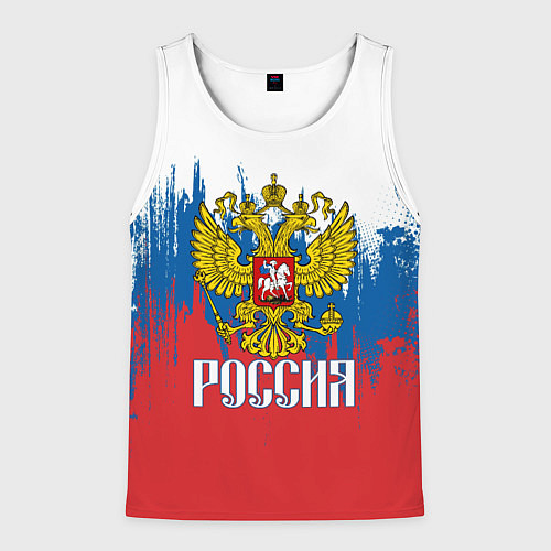 Мужская майка без рукавов РОССИЯ ТРИКОЛОР / 3D-Белый – фото 1