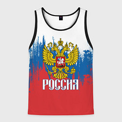 Майка-безрукавка мужская РОССИЯ ТРИКОЛОР, цвет: 3D-черный