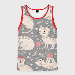 Майка-безрукавка мужская Милые кошечки, цвет: 3D-красный