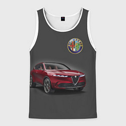 Майка-безрукавка мужская Alfa Romeo - Italy, цвет: 3D-белый